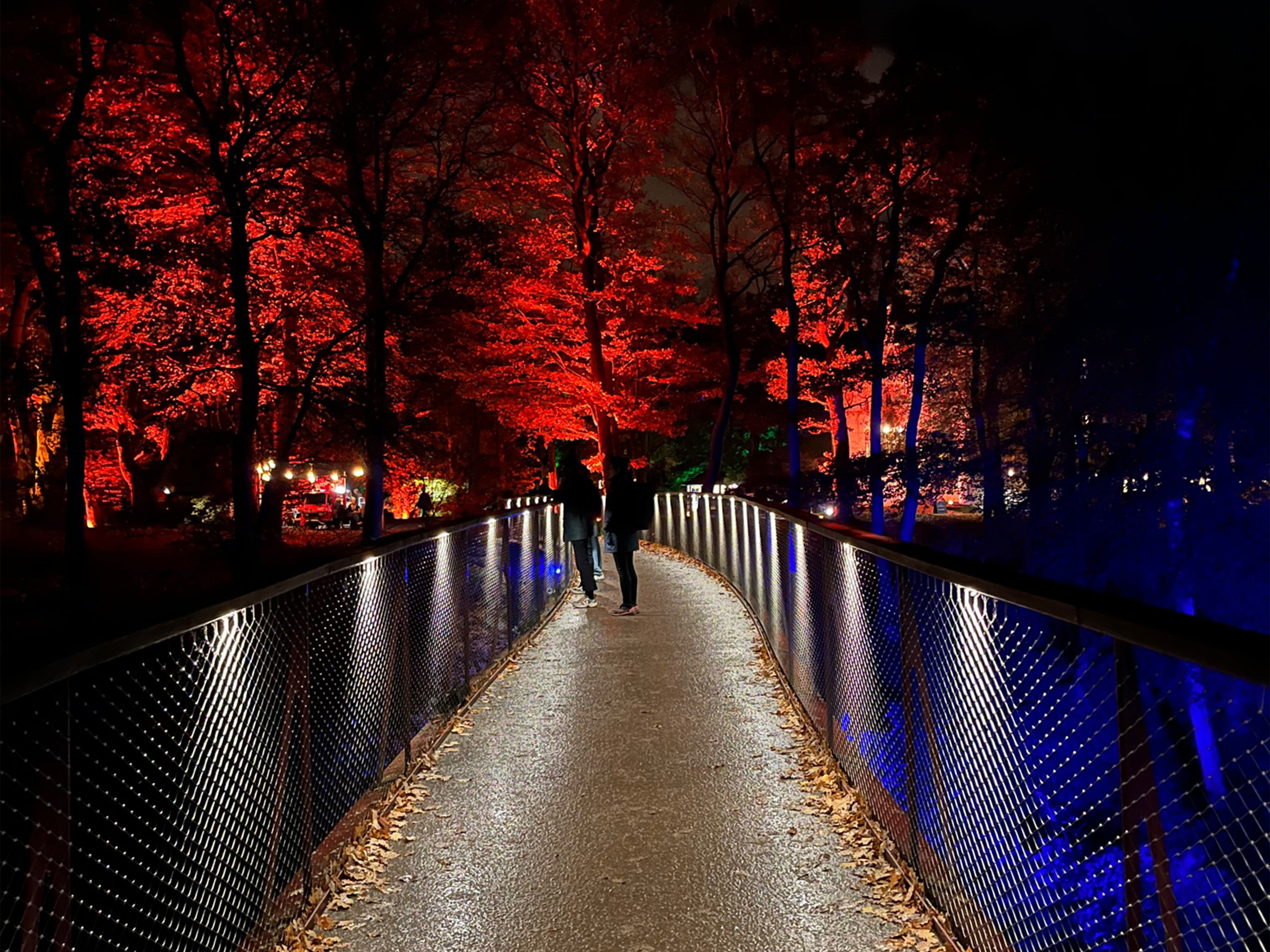 People on a bridge. Photo. 